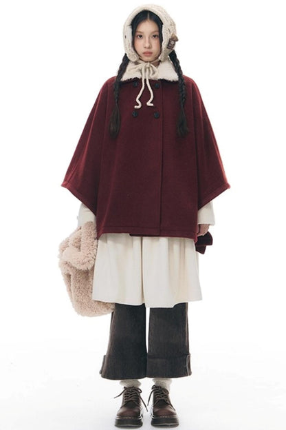 Plaid Cape Winter Coat