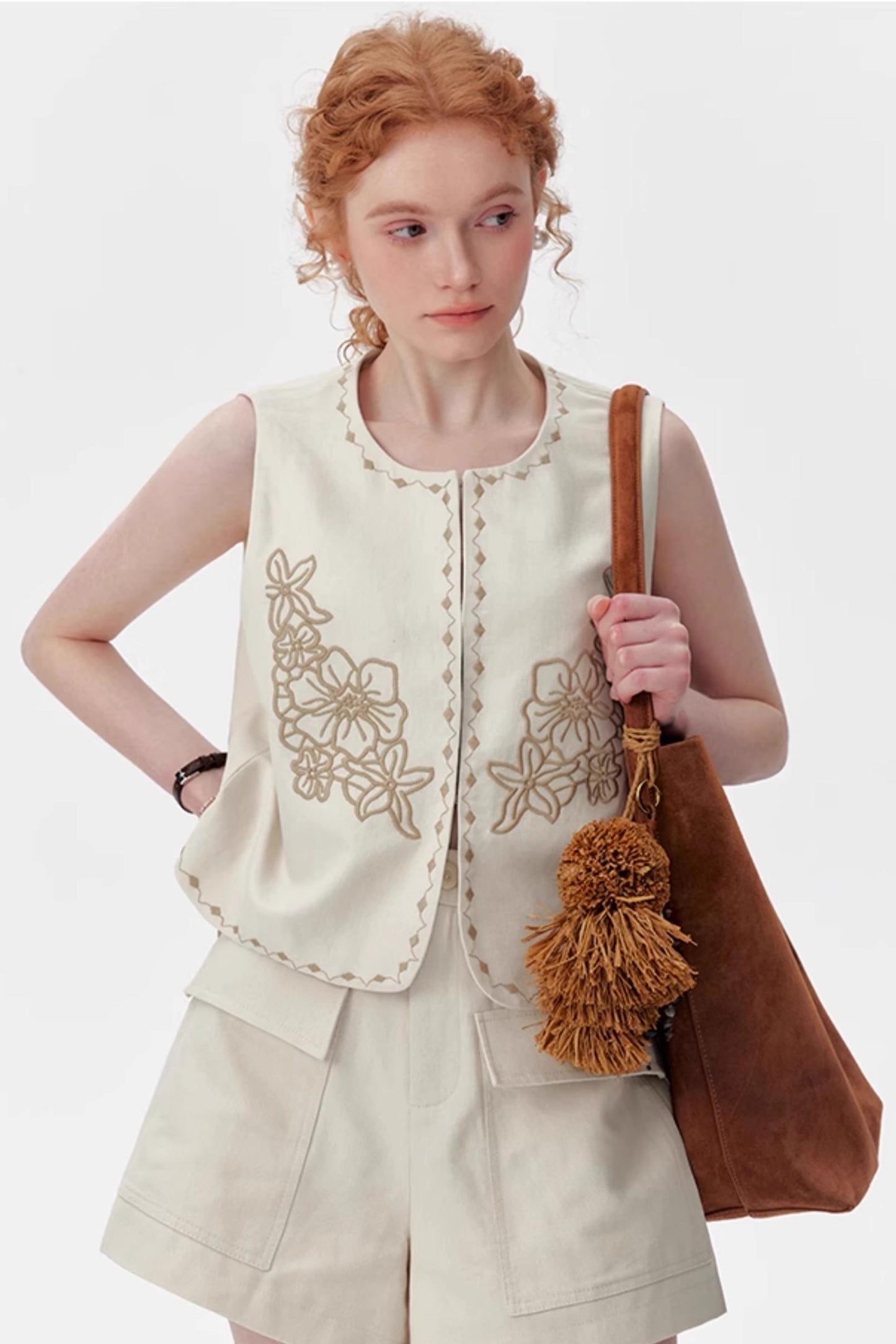 Silk-Linen Tailored Shorts Vest Set-Up