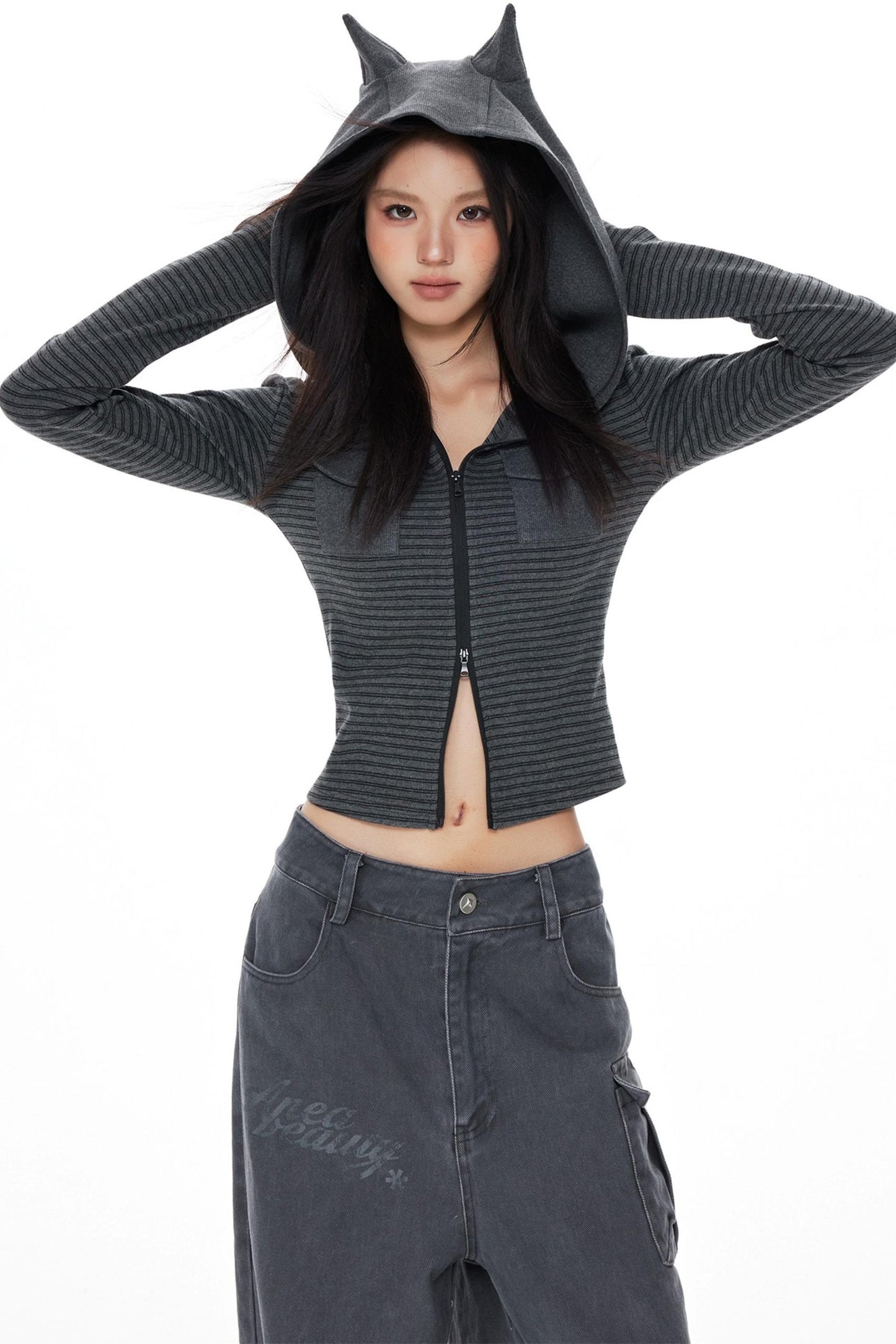 Slim Fit Cropped Hoodie Top
