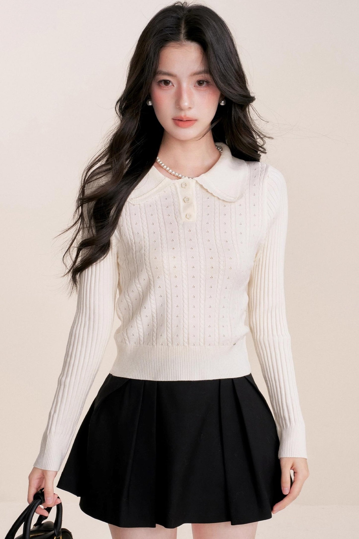 Romantic French Knit Long Sleeve Top