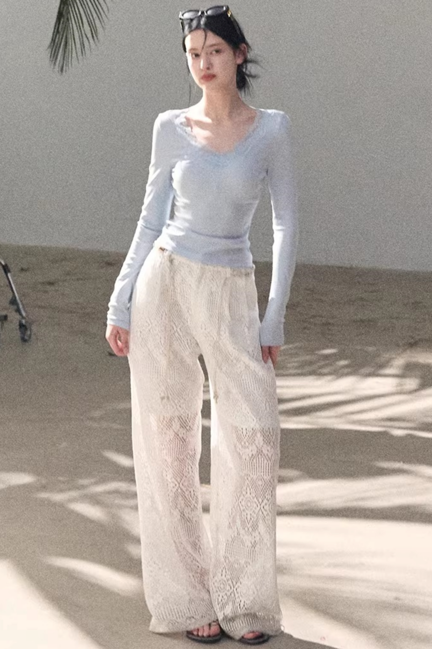 Lace V-Neck Slim-Fit Top