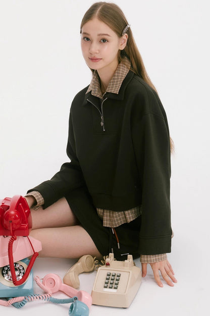 Layered Check Sweatshirt Set-Up