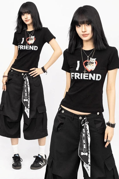 Vintage Babes Cat Print Cropped Top