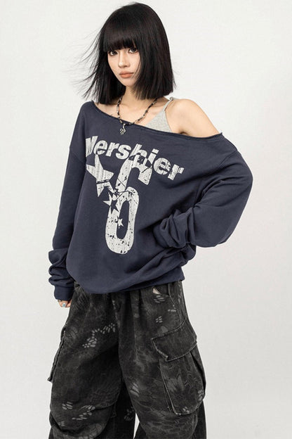 Autumn Vintage Letter Print Sweatshirt