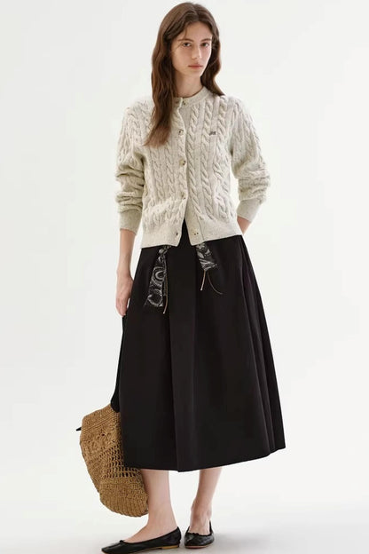 Speckled Cable Knit Cardigan