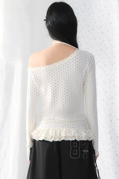 Polka Dot Lace Off-Shoulder Blouse