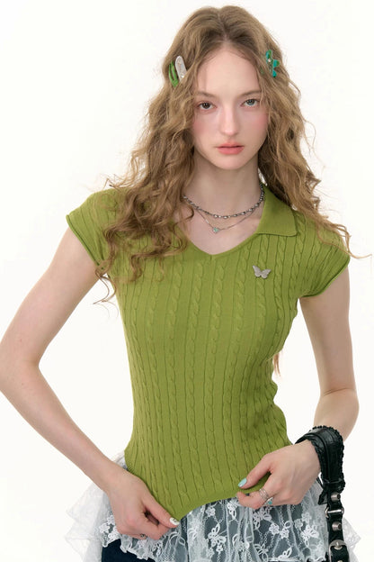 Summer Twist Slim Top Polo T-shirt