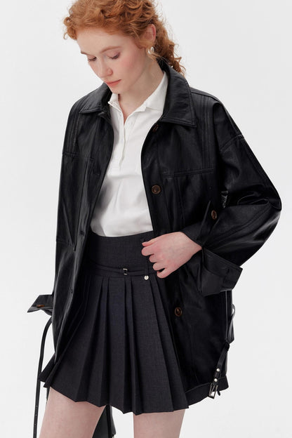 Vintage Black Oil Wax Leather Biker Jacket