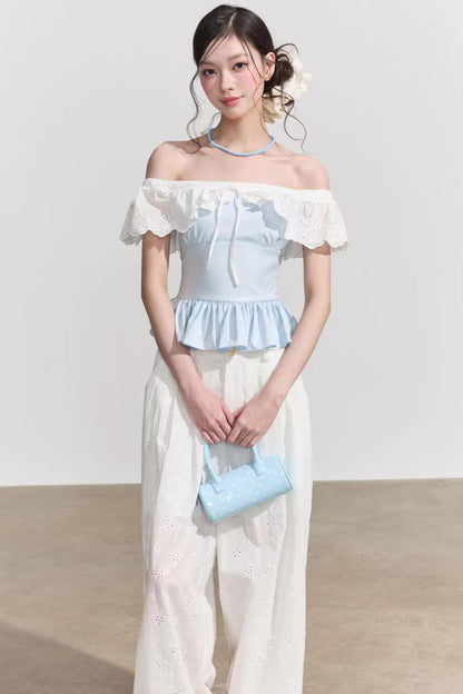 Blusa francese a fiori con volant