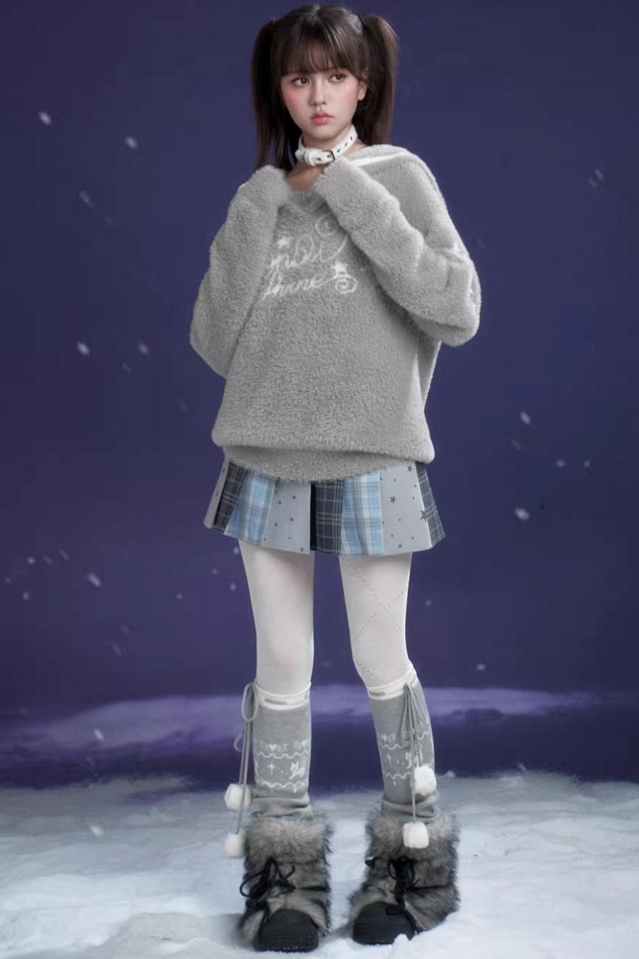 Blue-Gray Pleated Skirt