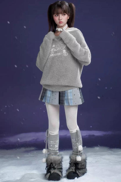 Blue-Gray Pleated Skirt