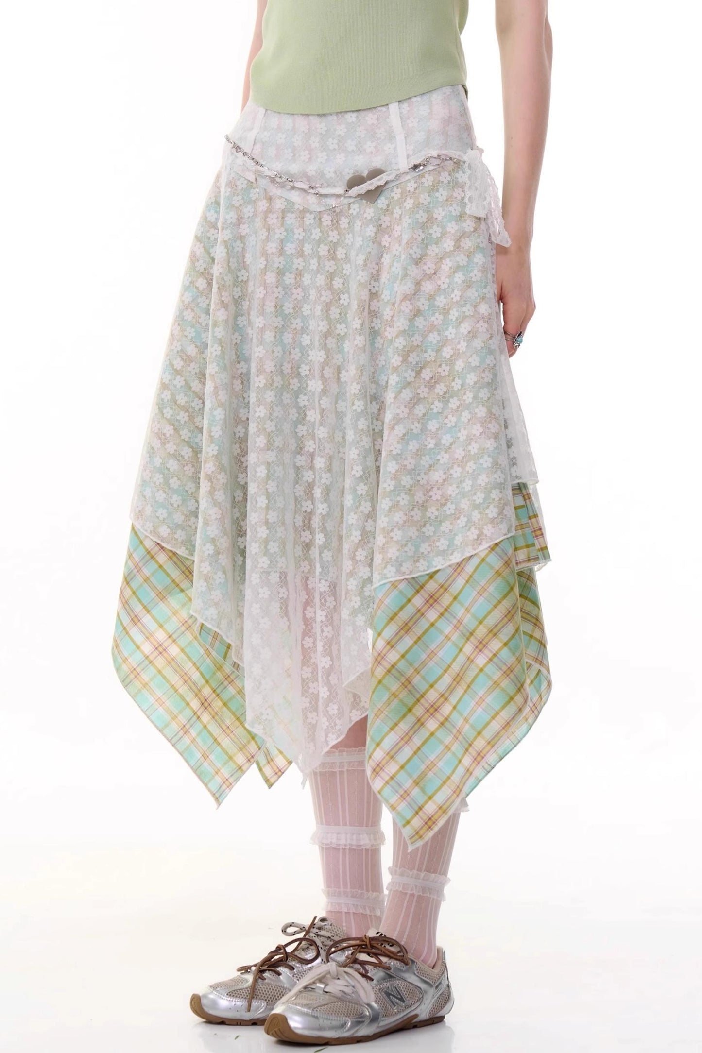 Summer Green Plaid Skirt