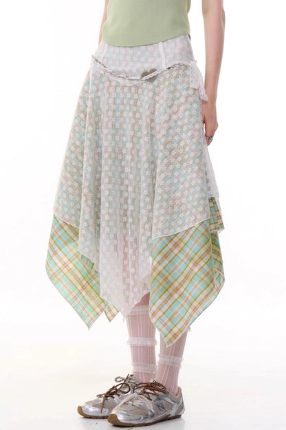 Summer Green Plaid Skirt