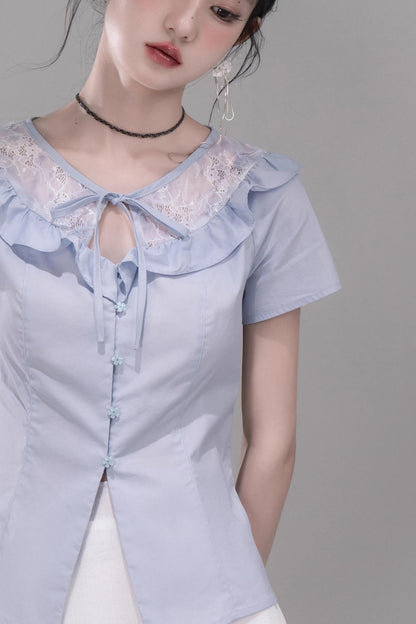 Curve Blue Cotton Shirt