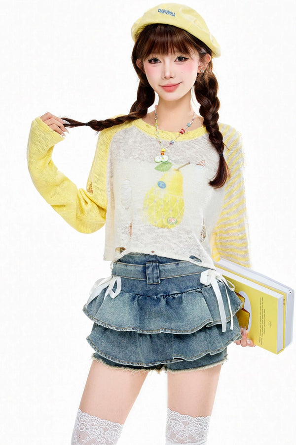 Fruit Print Knitted Top