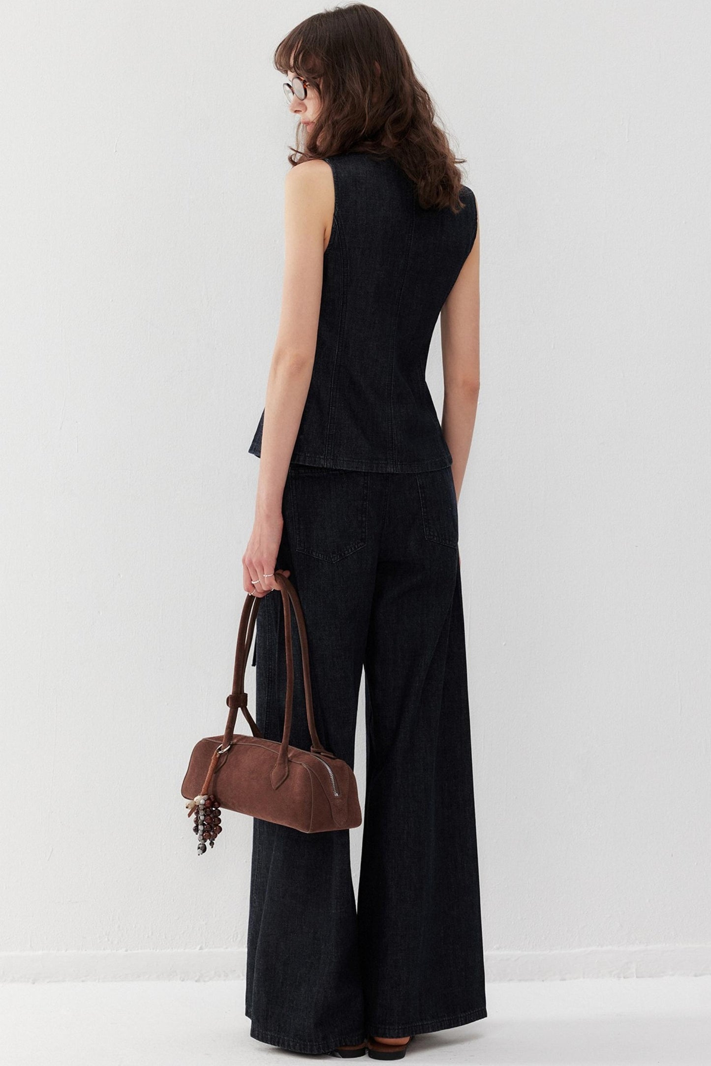 Chic Denim Vest Pants Set-Up