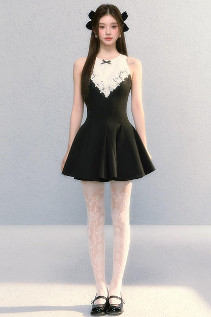 Golden V-Shaped Black Dress