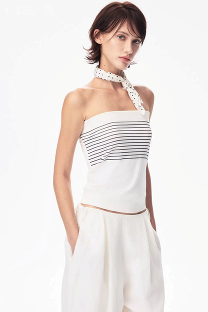 Curri White Striped Tube Top