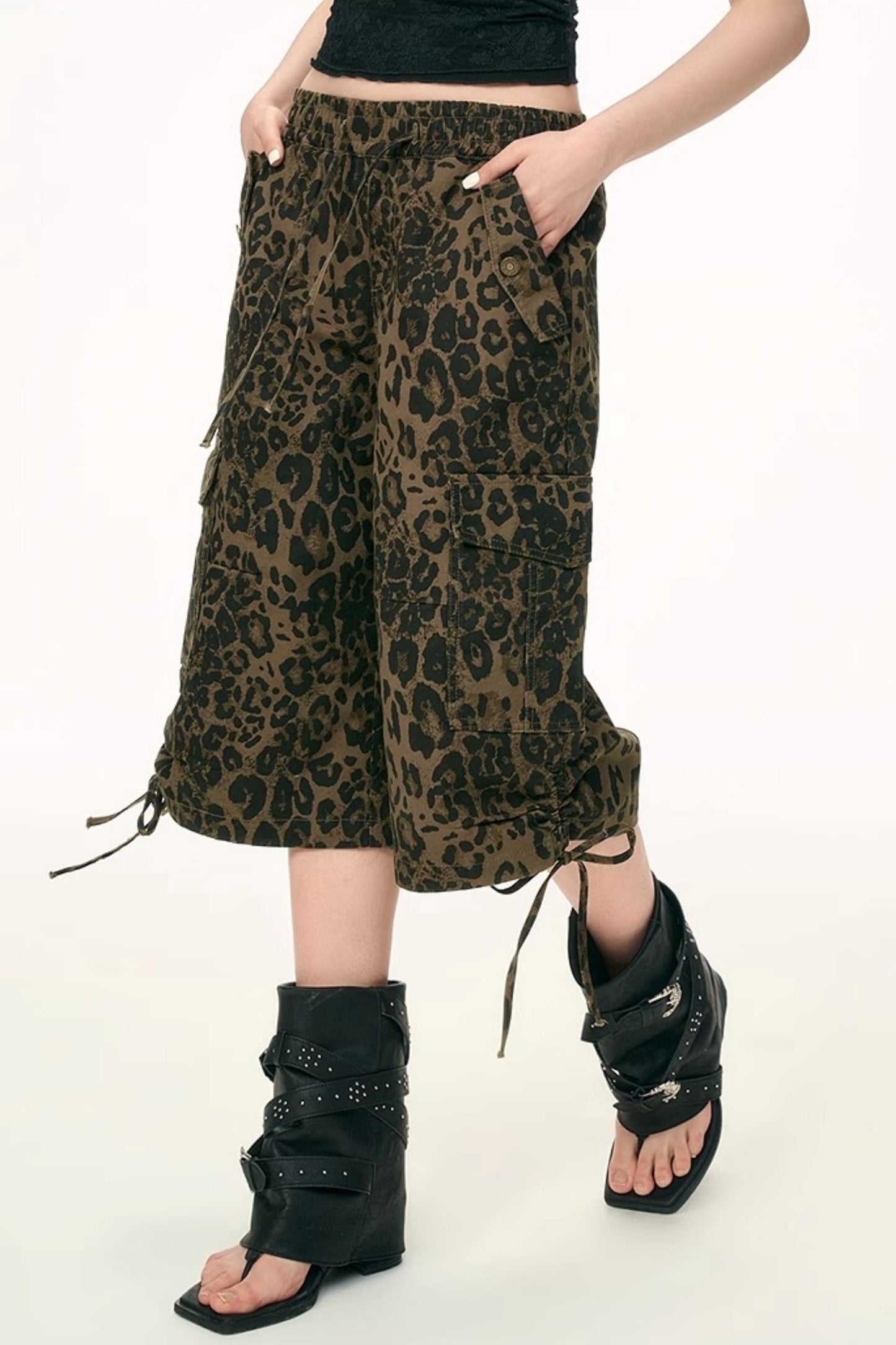 Casual Leopard Drawstring Trousers