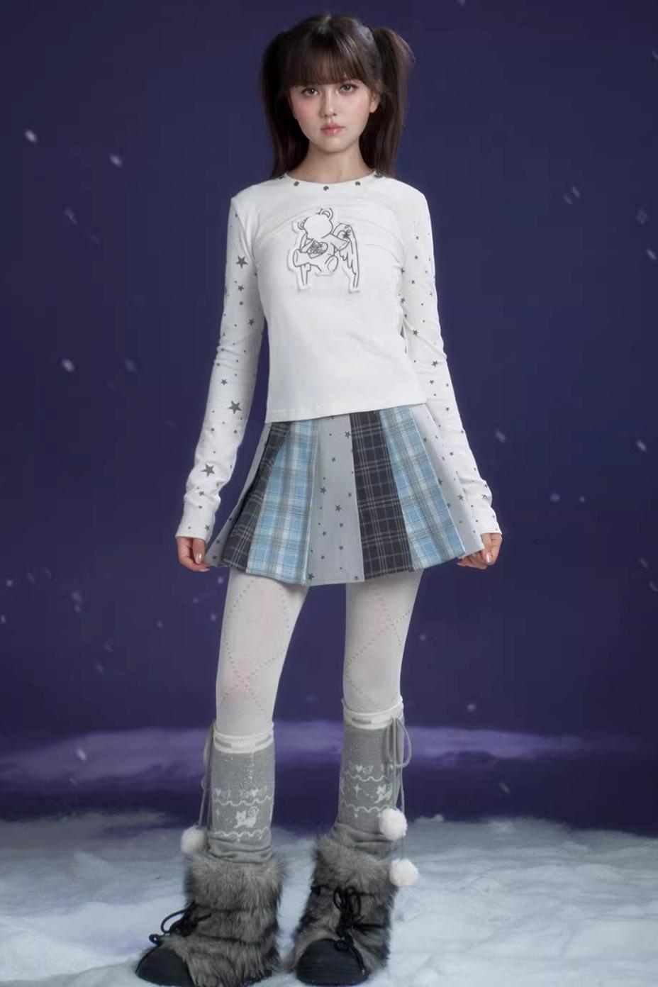 Blue-Gray Pleated Skirt