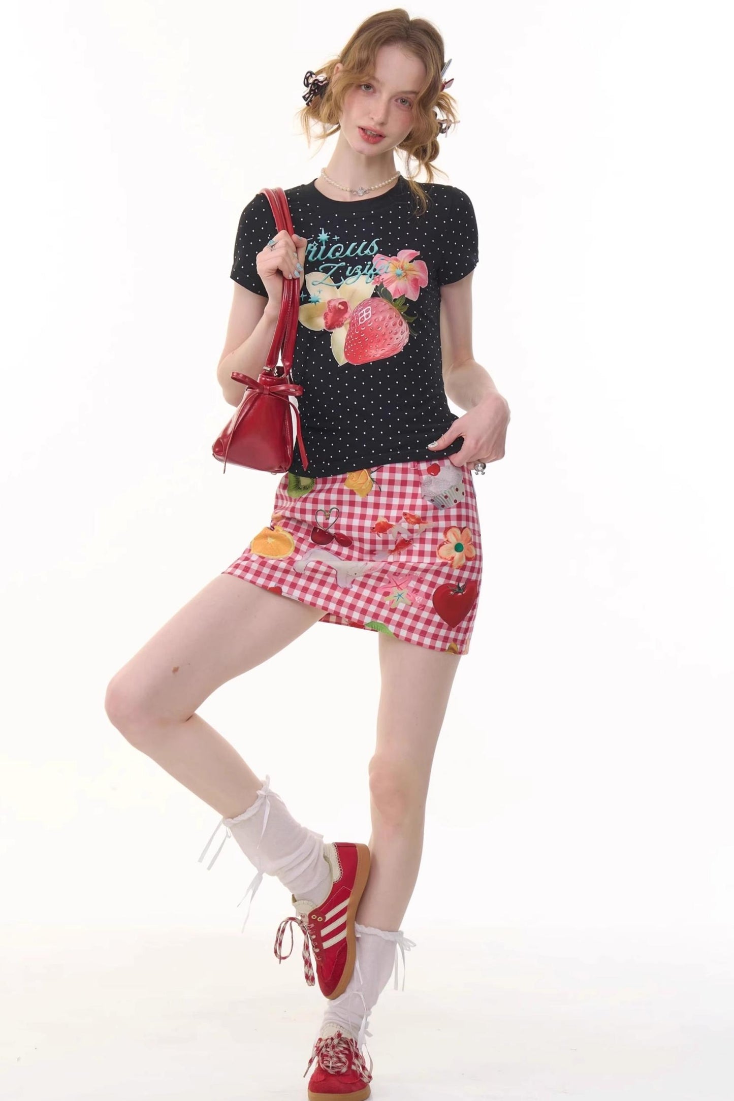 Summer Fruit High-Waisted Skirt