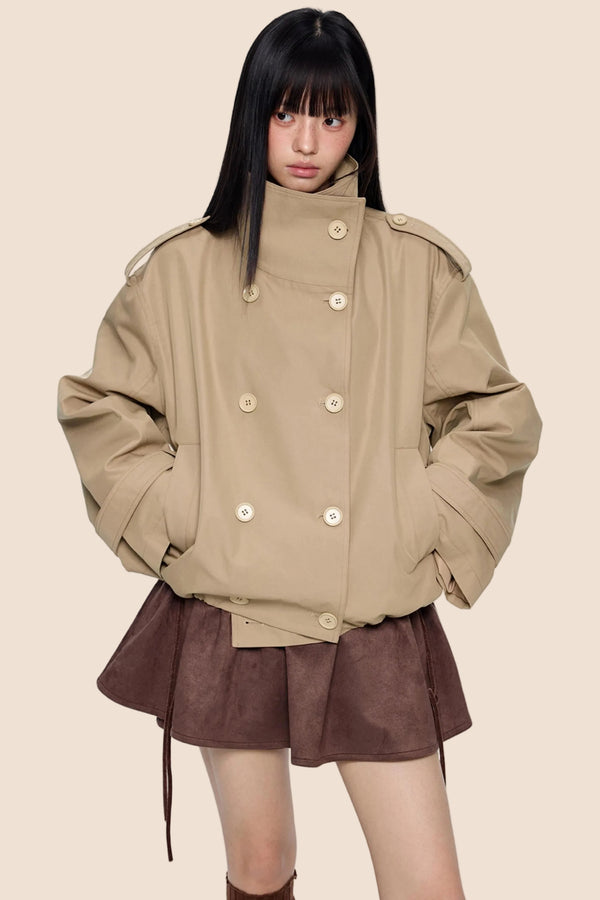 Double-Breasted Retro Trench Coat