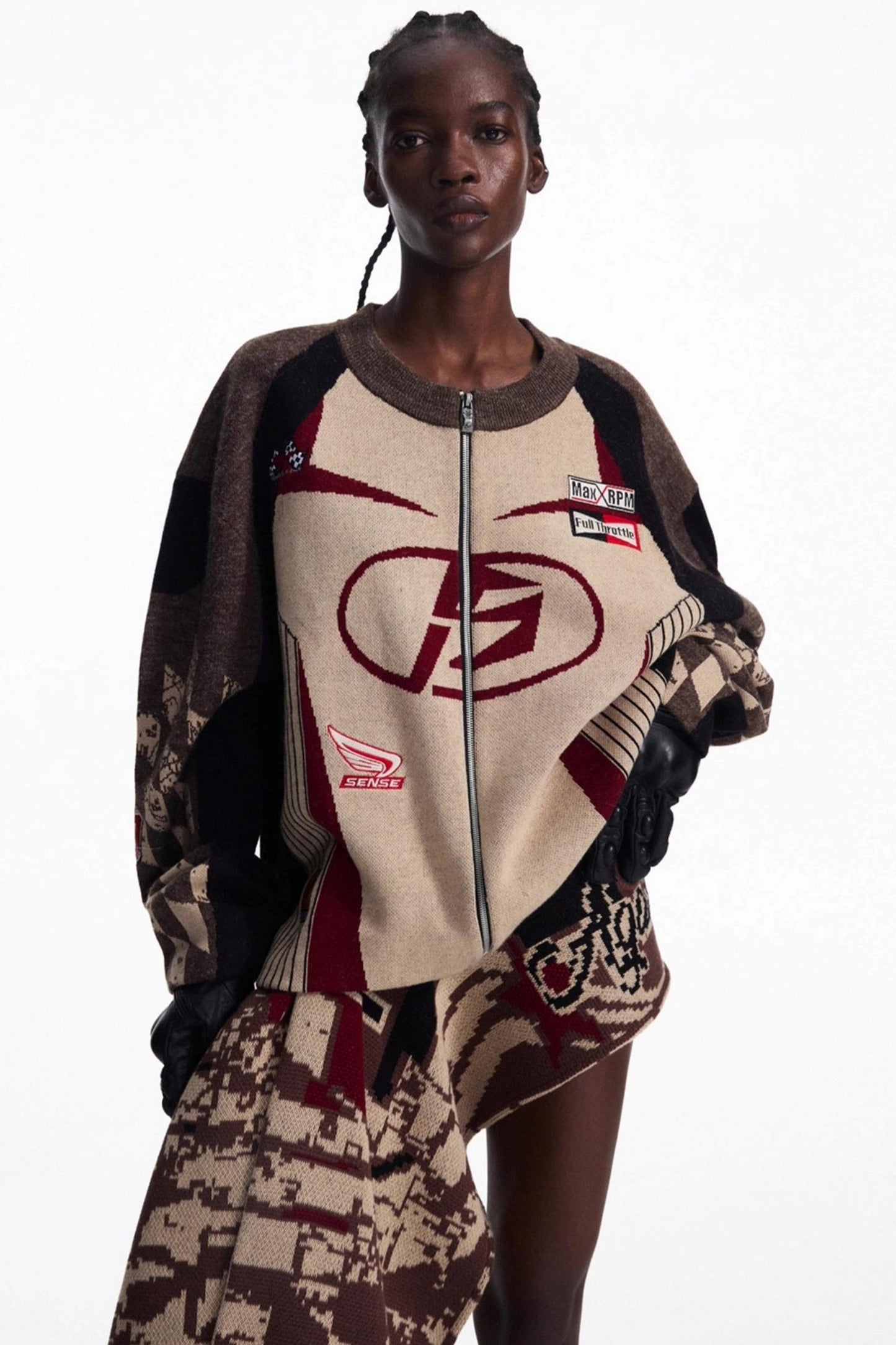 Elements Zip Contrast Knit Top