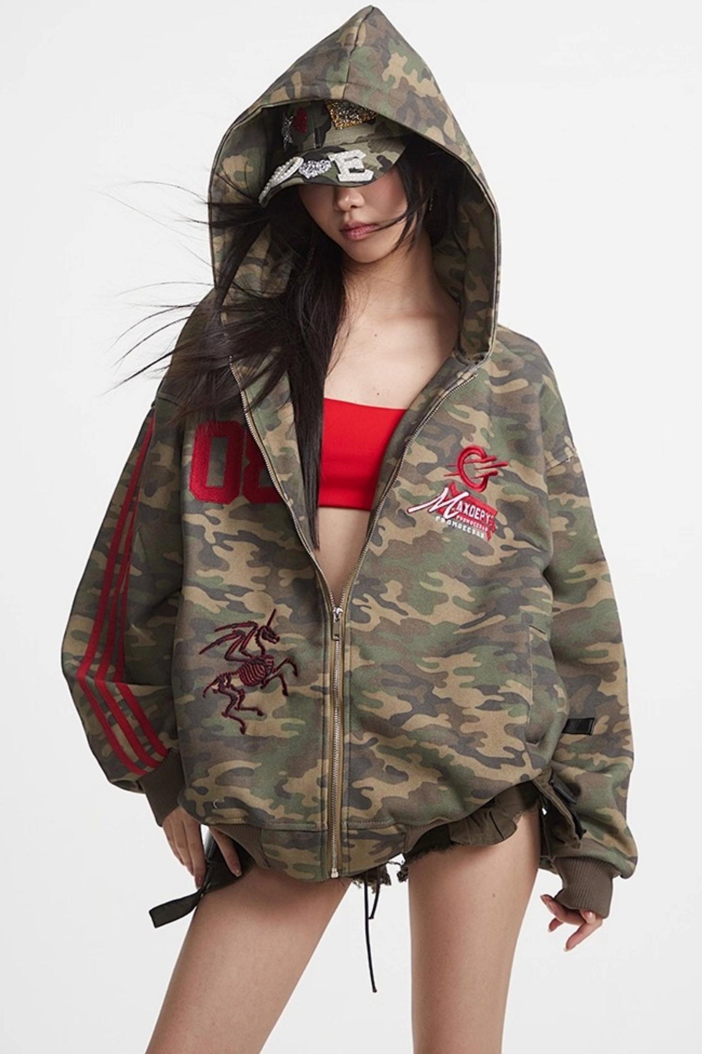 Camouflage Hooded Zip Jacket