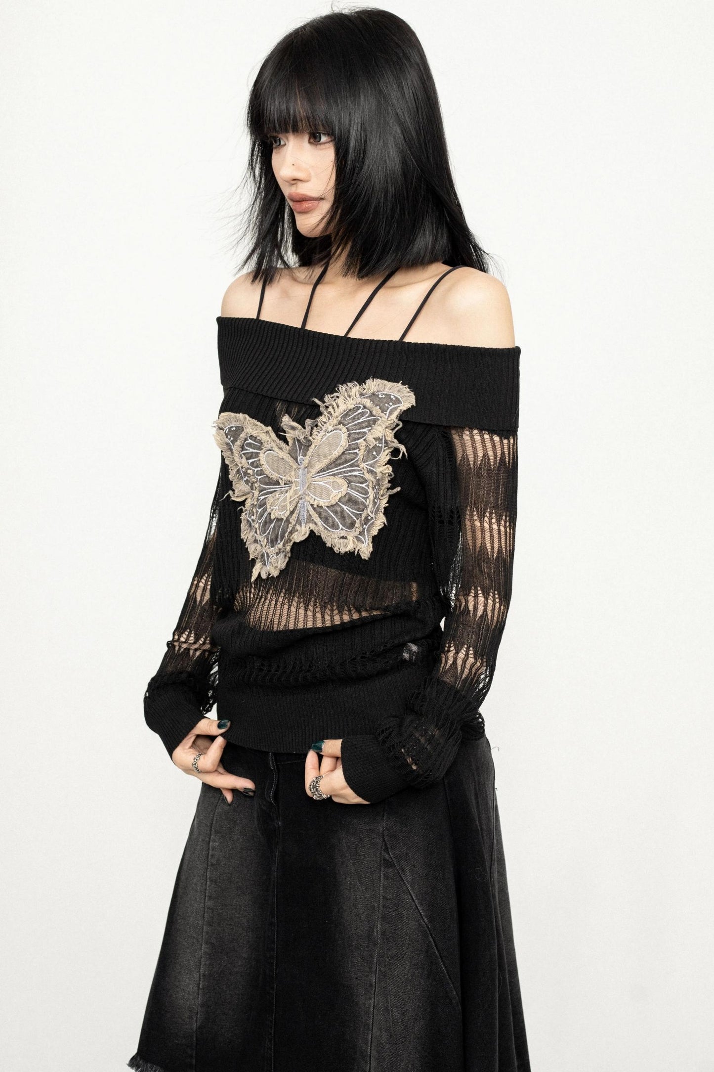 One-Shoulder Embroidered Blouse