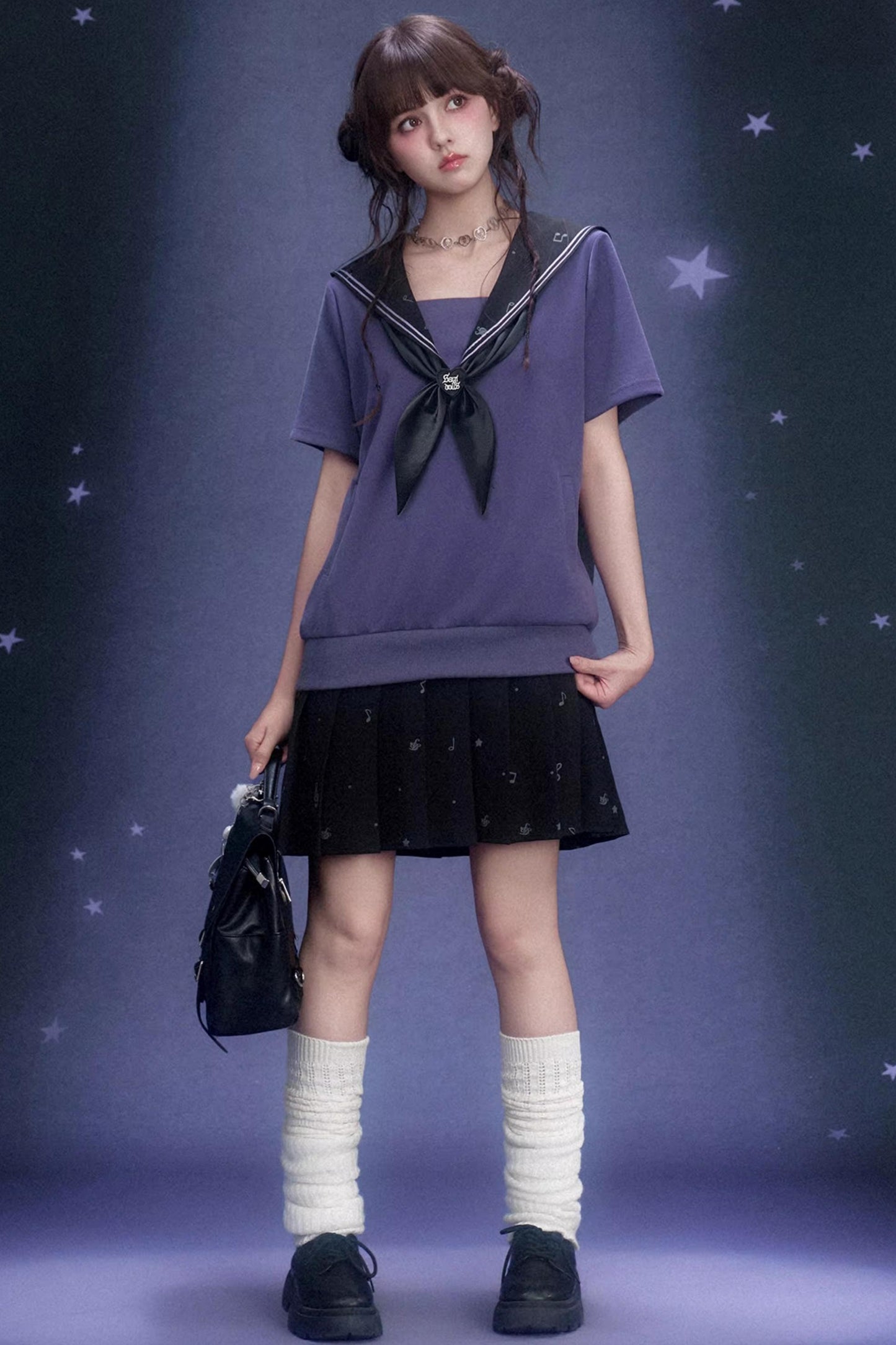 Deep Purple Sailor Collar Dress