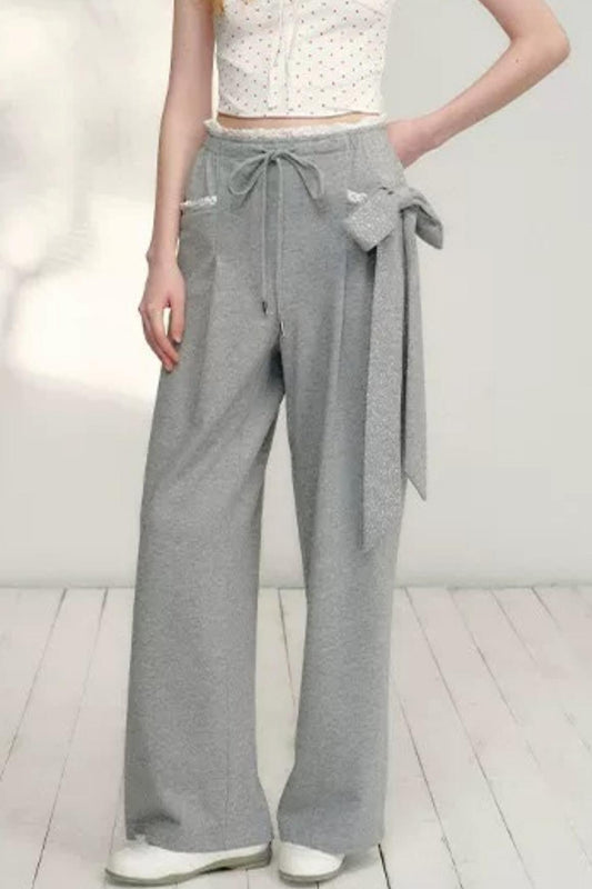 Lace Bow Wide Leg Pants