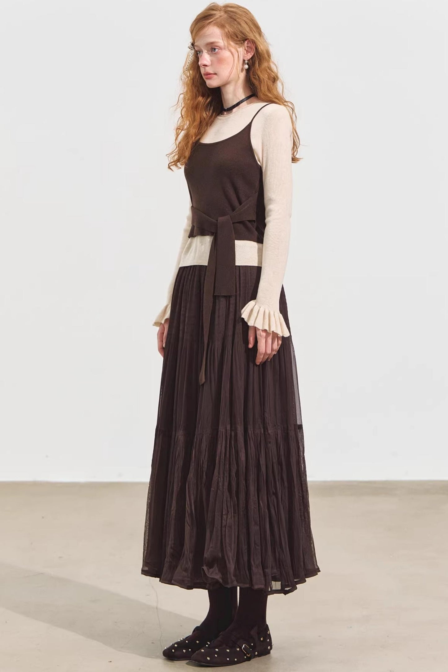 Plaid Collar Sweater Set-Up