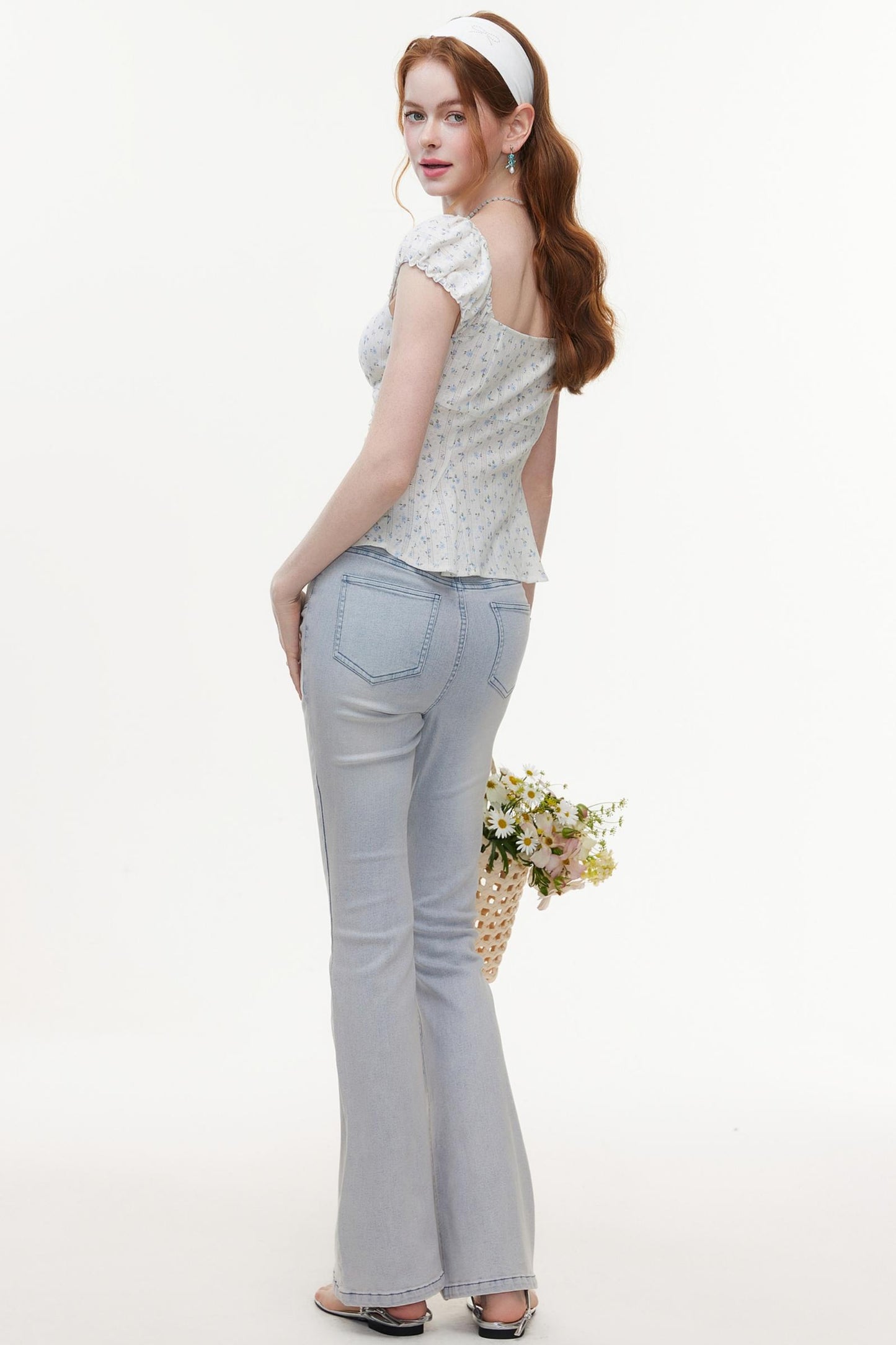 Floral Knit Bubble Sleeve Blouse