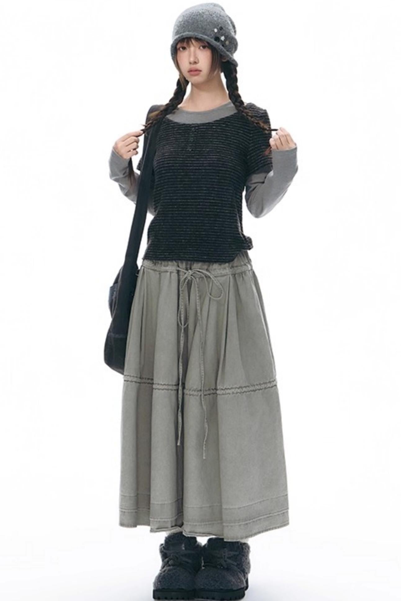 Elastic Cotton Dimensional Skirt