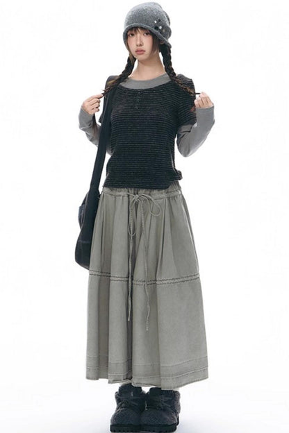 Elastic Cotton Dimensional Skirt