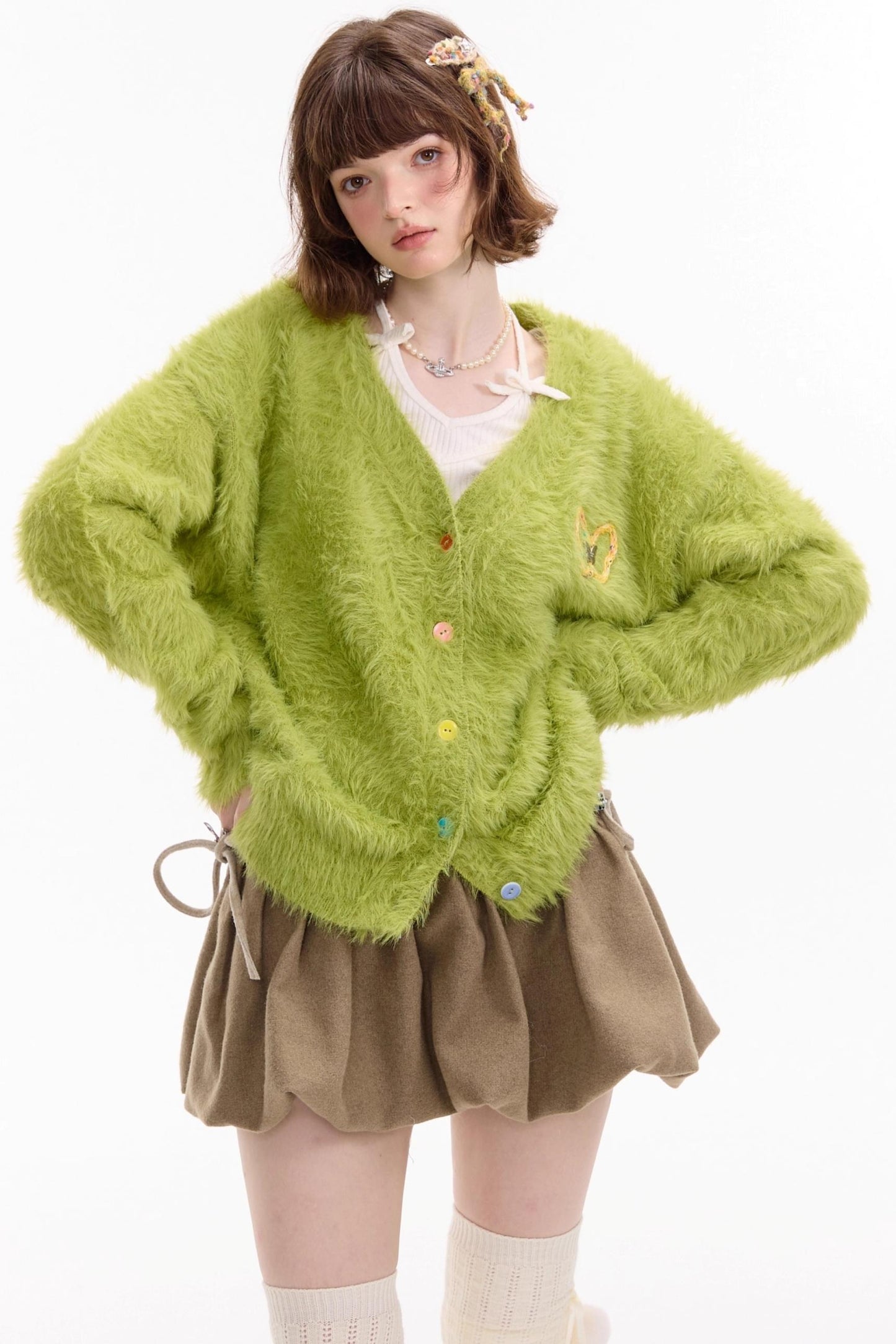 Lazy Butterfly Plush Cardigan