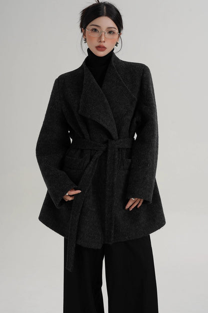 Charcoal Black Wool Coat