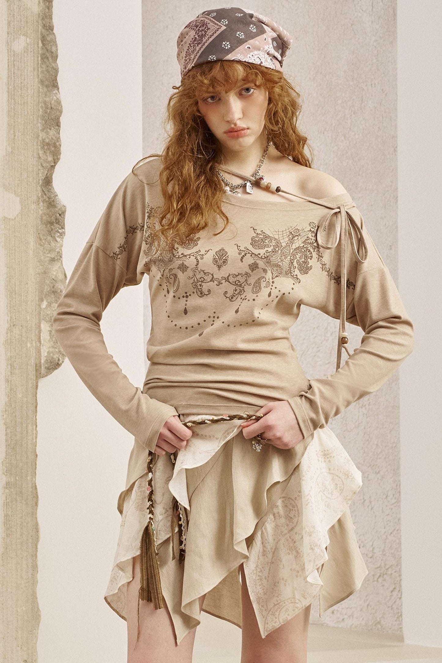 Vintage Totem Slanted Shoulder Pullover