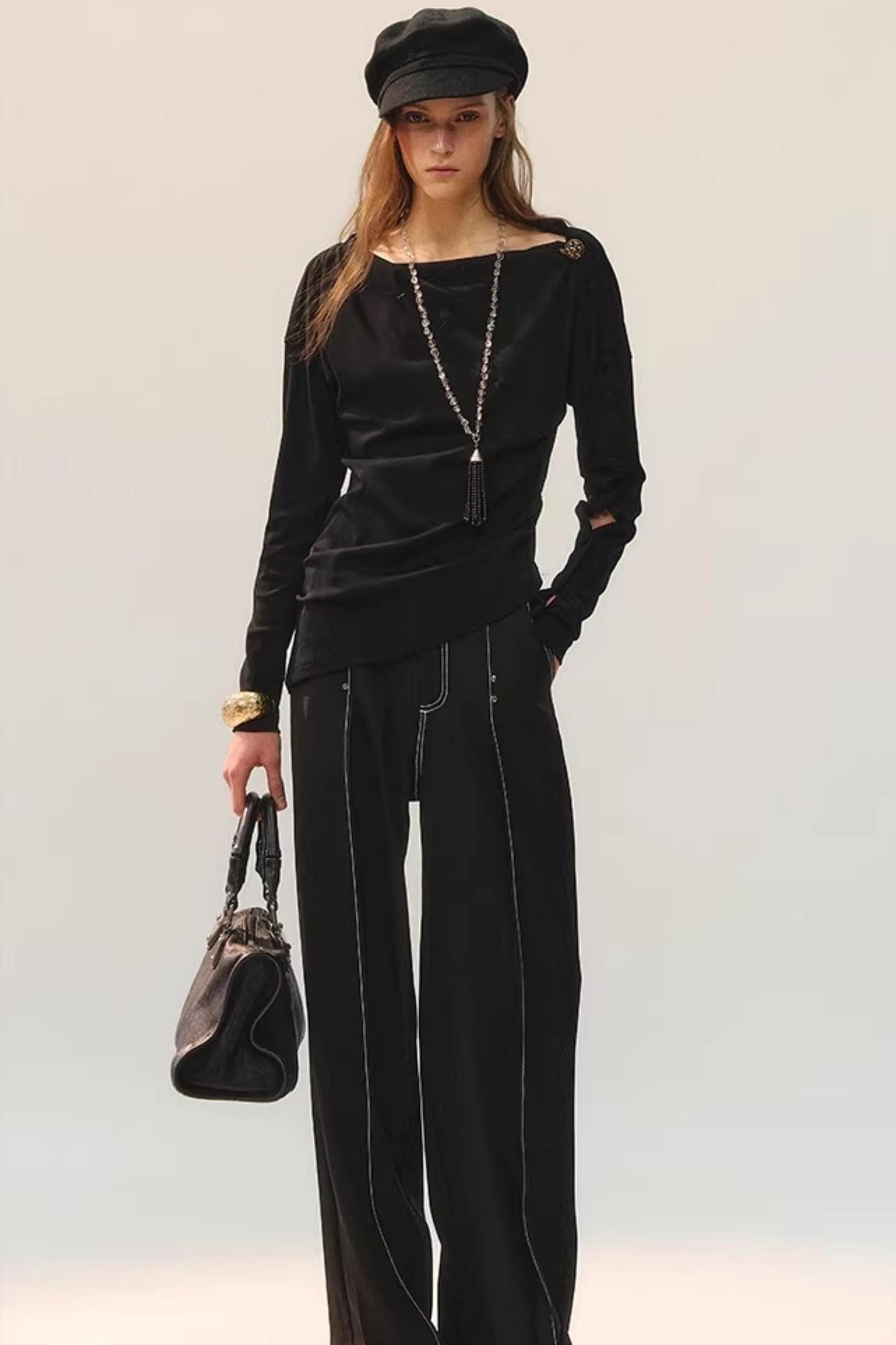 Double Pleated Wide-Leg Pants