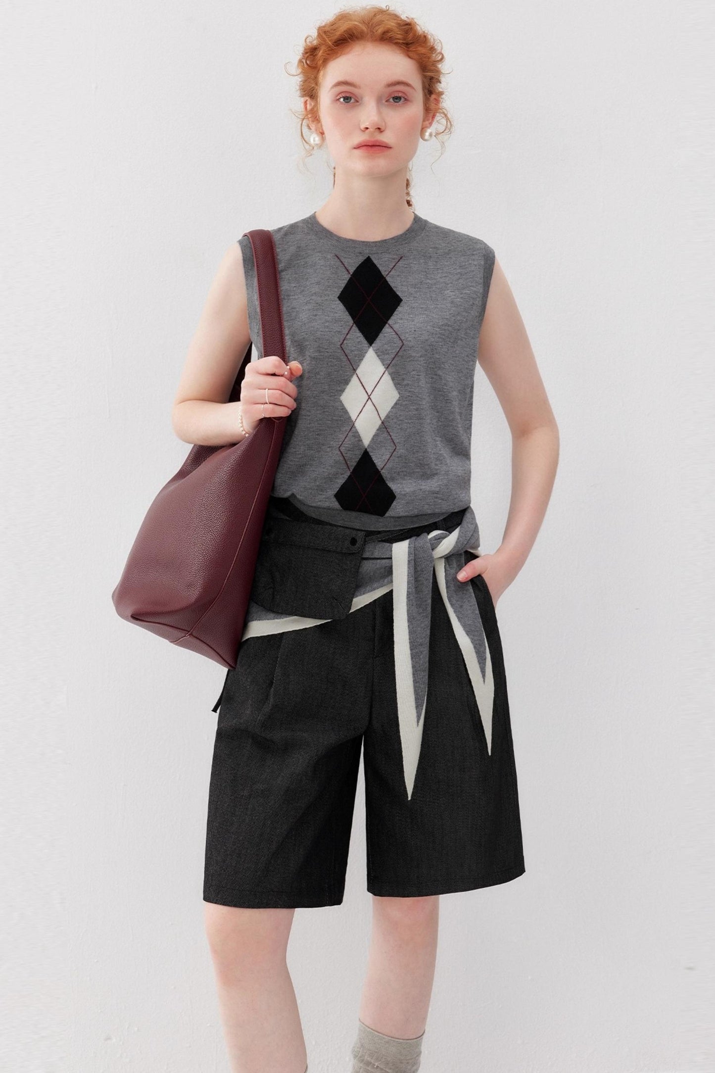 Diamond Checkered Wool Vest