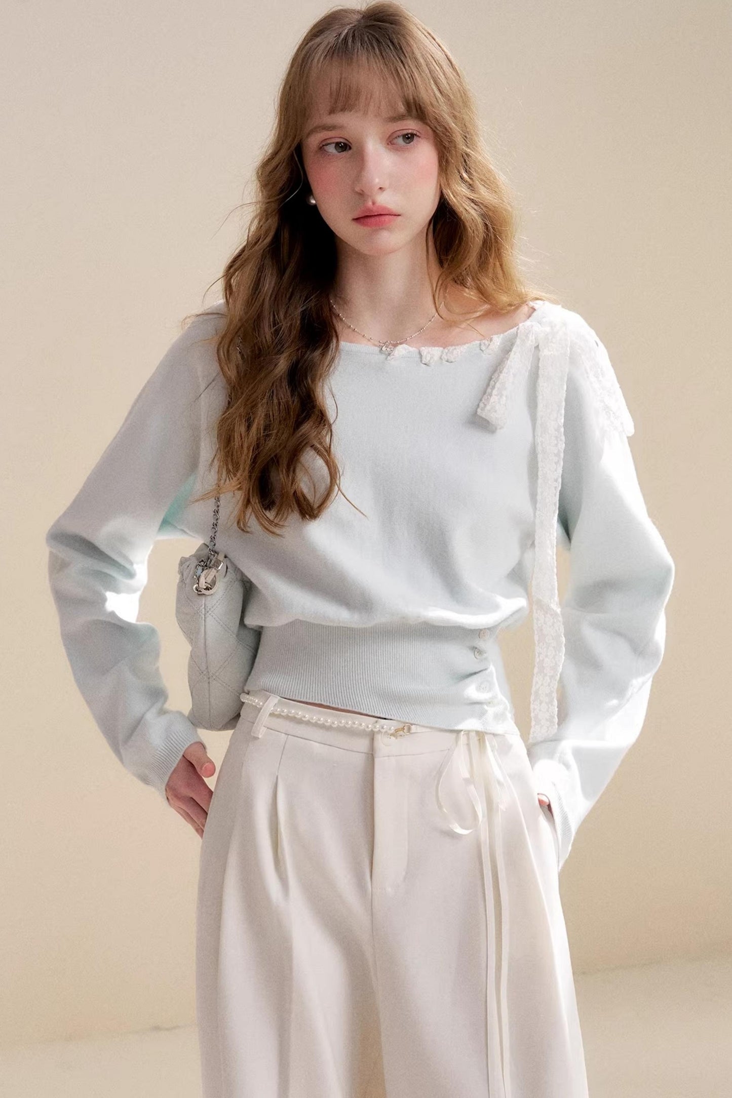 Romantic Lace Off-Shoulder Knit Sweater