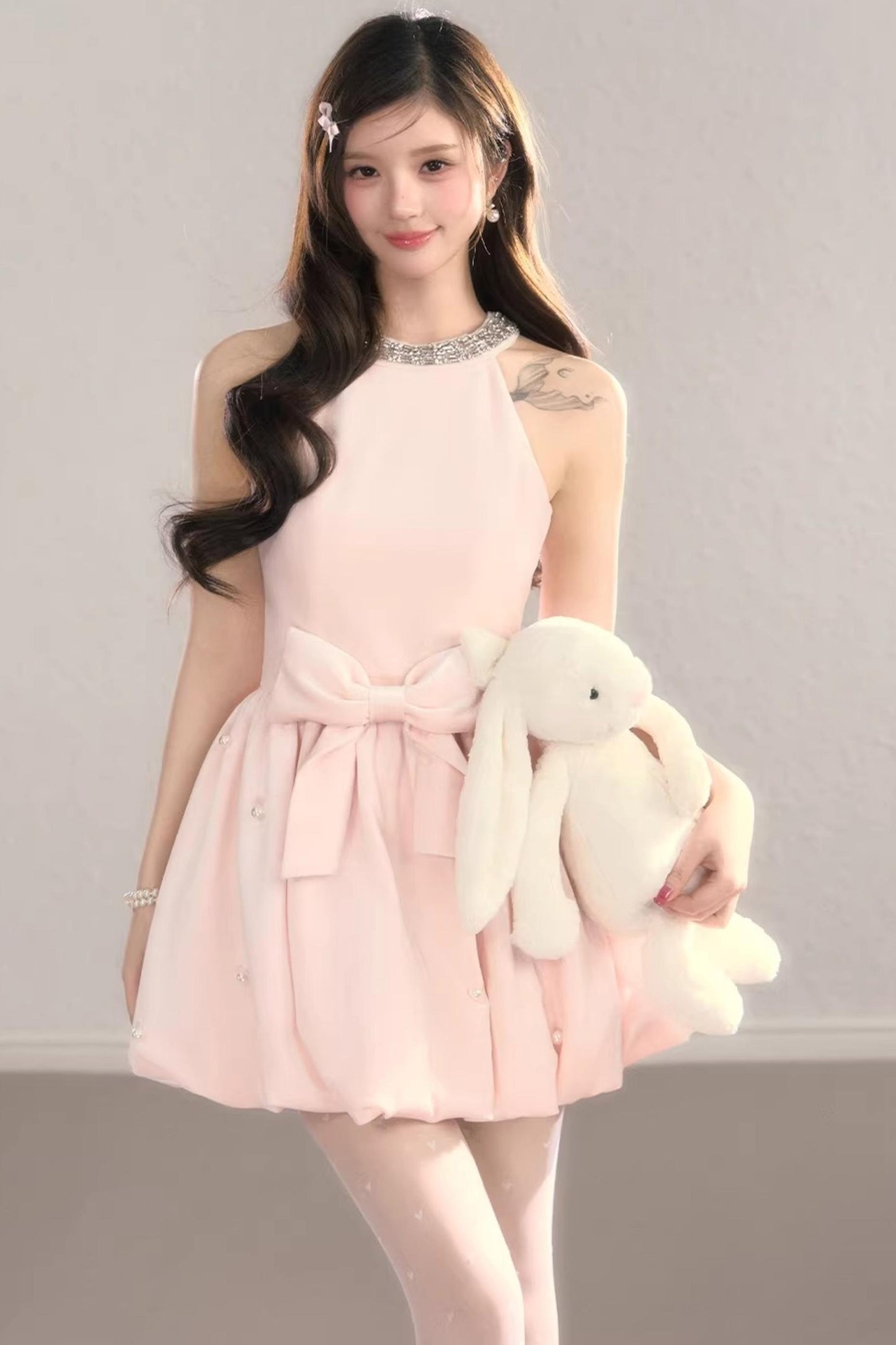 Highlight Halter Neck Puff Dress