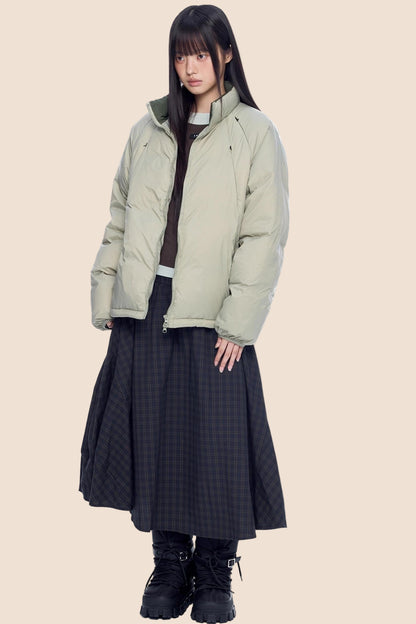 Plaid Retro White Duck Down Jacket