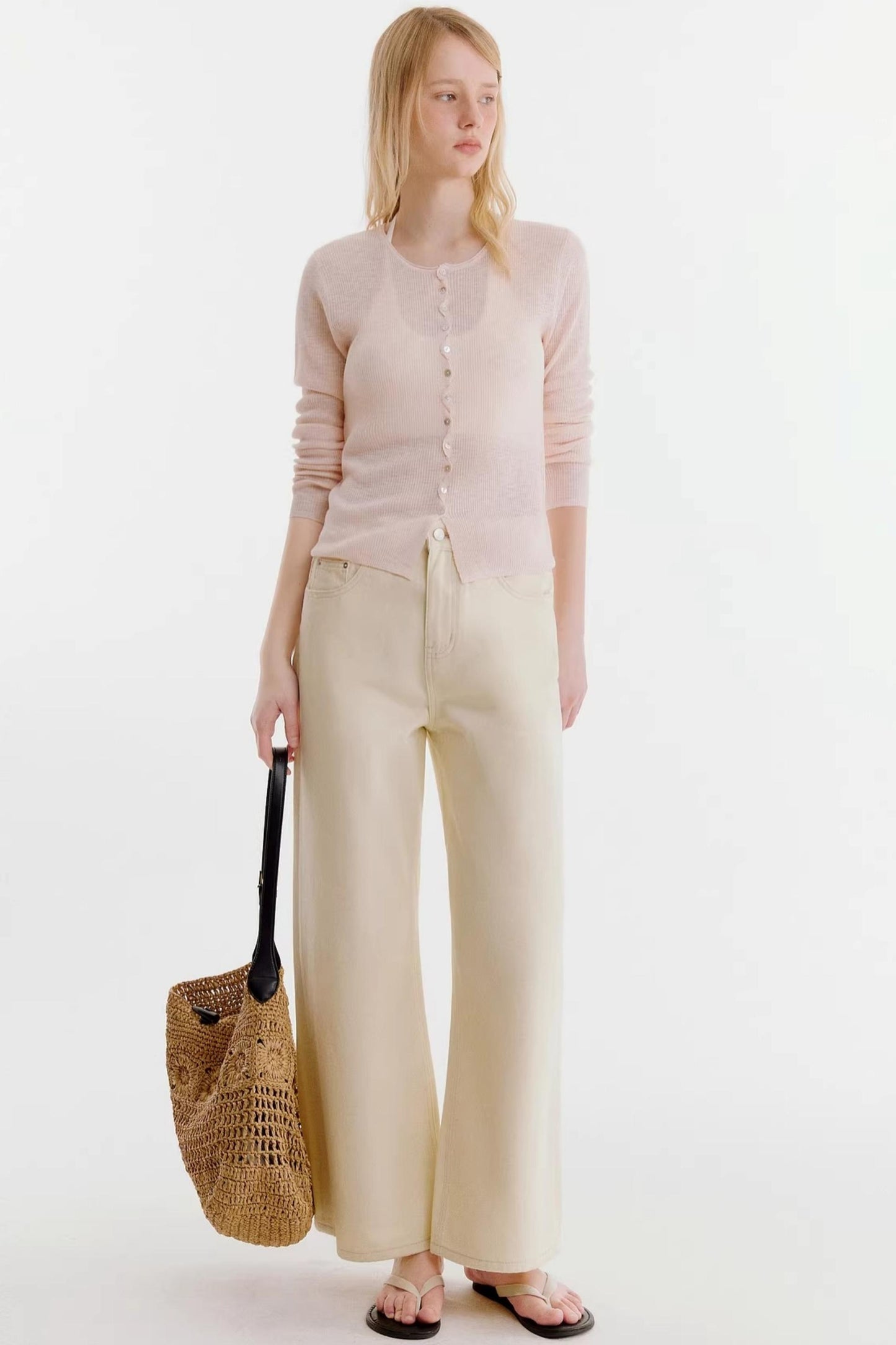 Milchig-weiße Baumwollhose