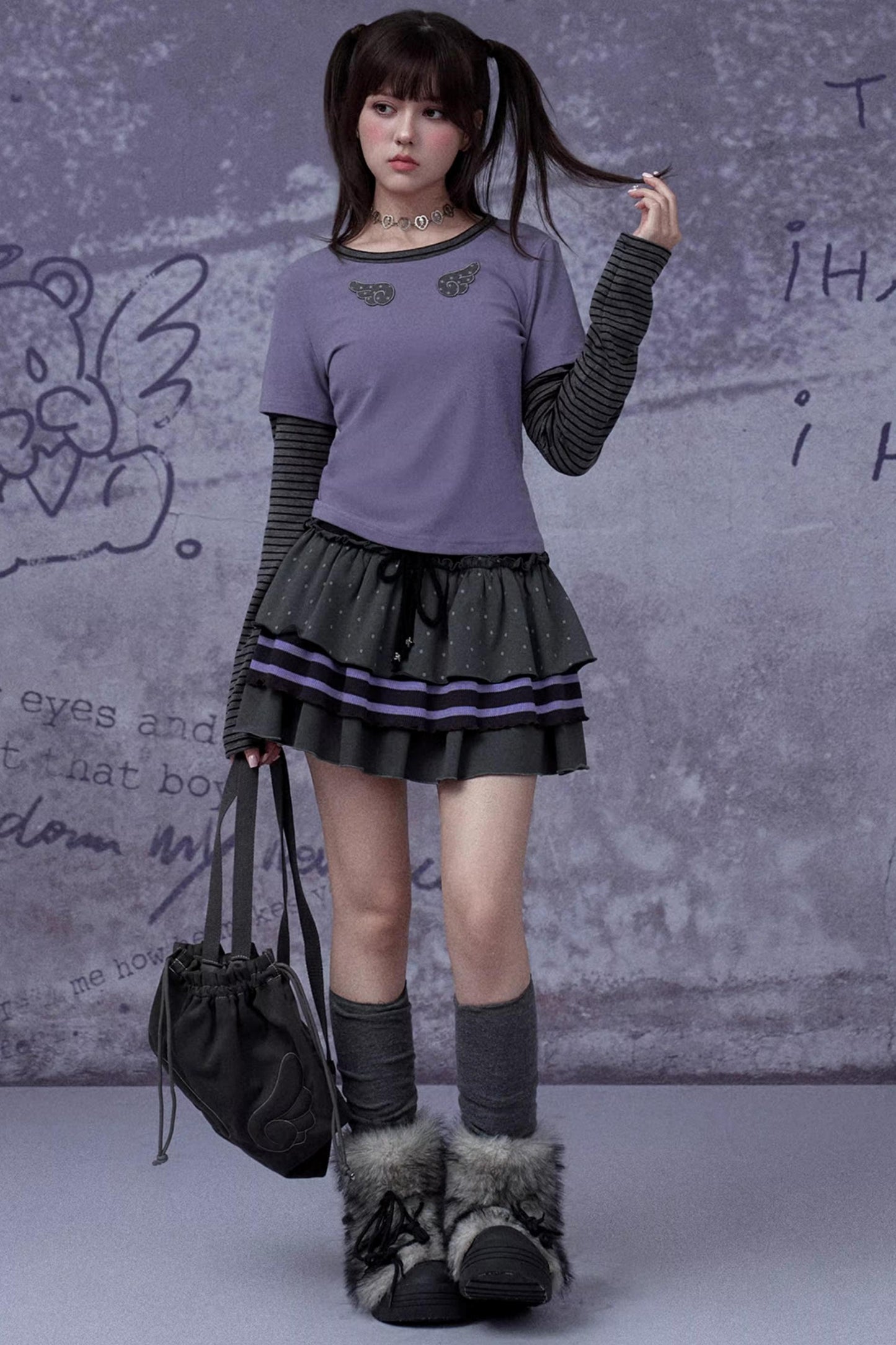 Black and Purple Two-Piece Top