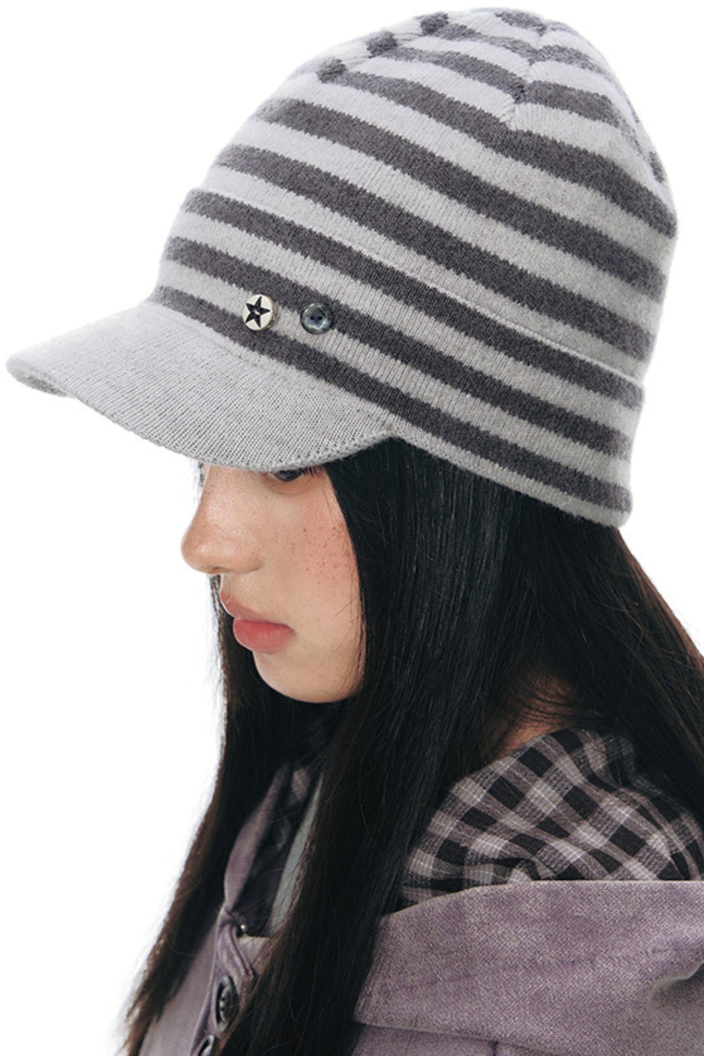 Striped Knit Baseball Cap