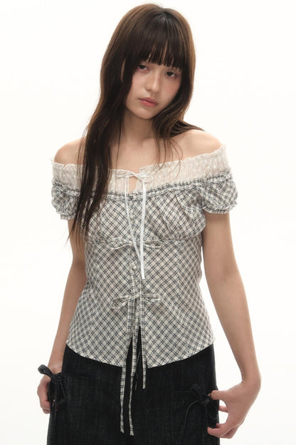 Summer Blue Plaid Top