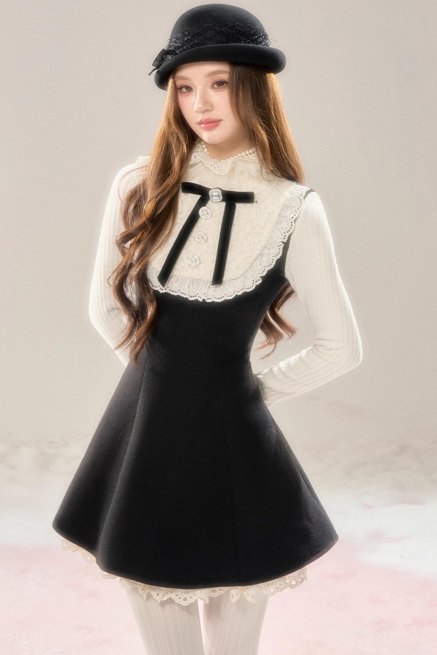 Elegant Woolen Lace Dress