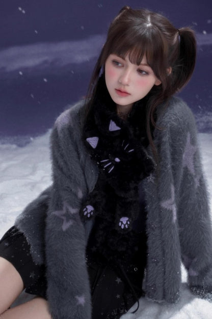 Gray Faux Mink Fur Jacket Vest Set-Up
