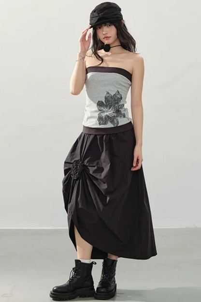 Mountain and Moon Pleated Skirt